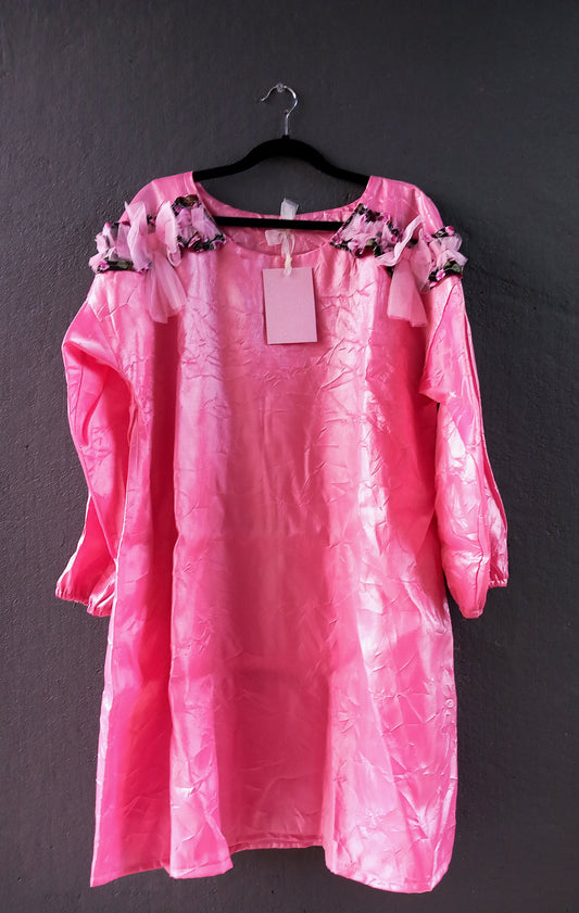 Dress with frills and bows, pink