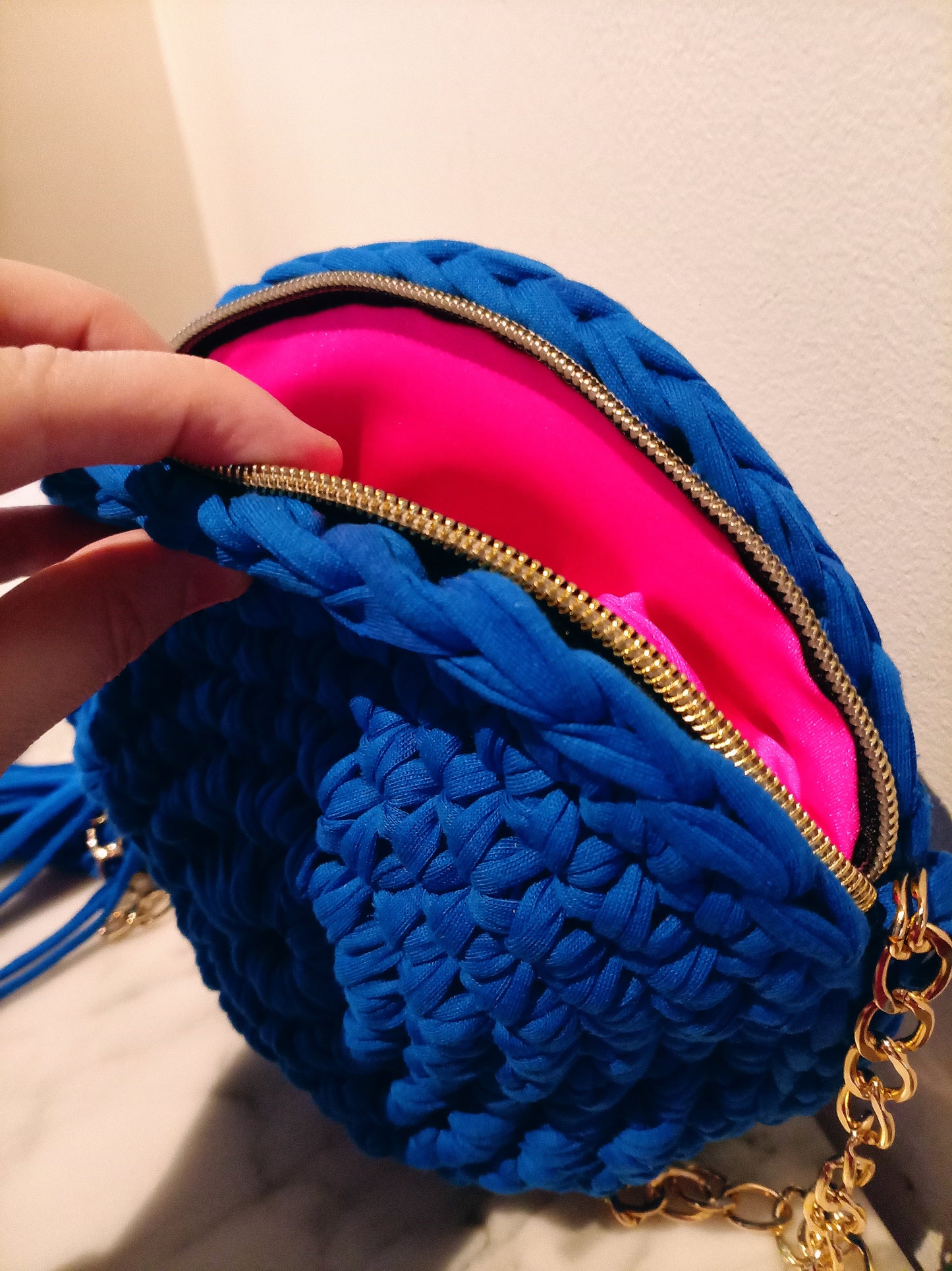 Sac rond, sac crocheté (PRODUIT PERSONNALISÉ)